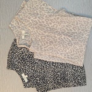 Joie 2 Piece Lot Silk Cheetah Print Blouses – Tee Style Tops